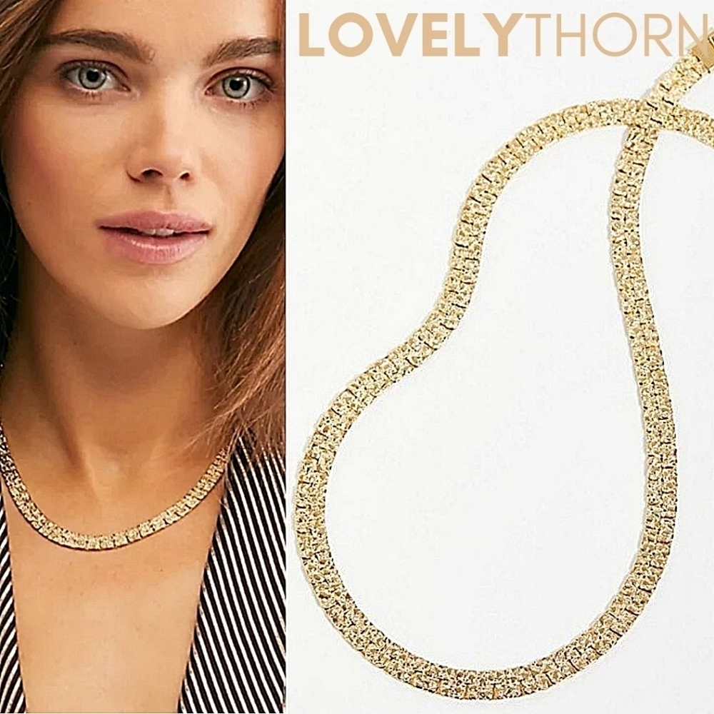 VANESSA MOONEY // ltd ed elliot 24k flat gold sparkling textured nugget necklace